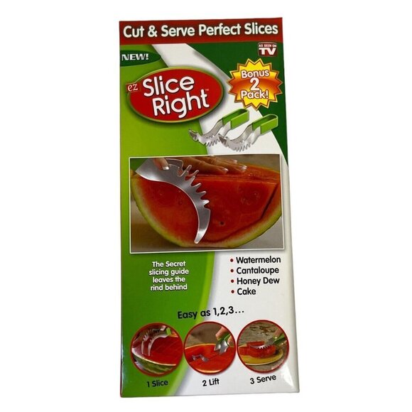 Slice Right Cut and Serve perfect slices Watermelon Bonus 2 Pack NIB - Picture 2 of 4